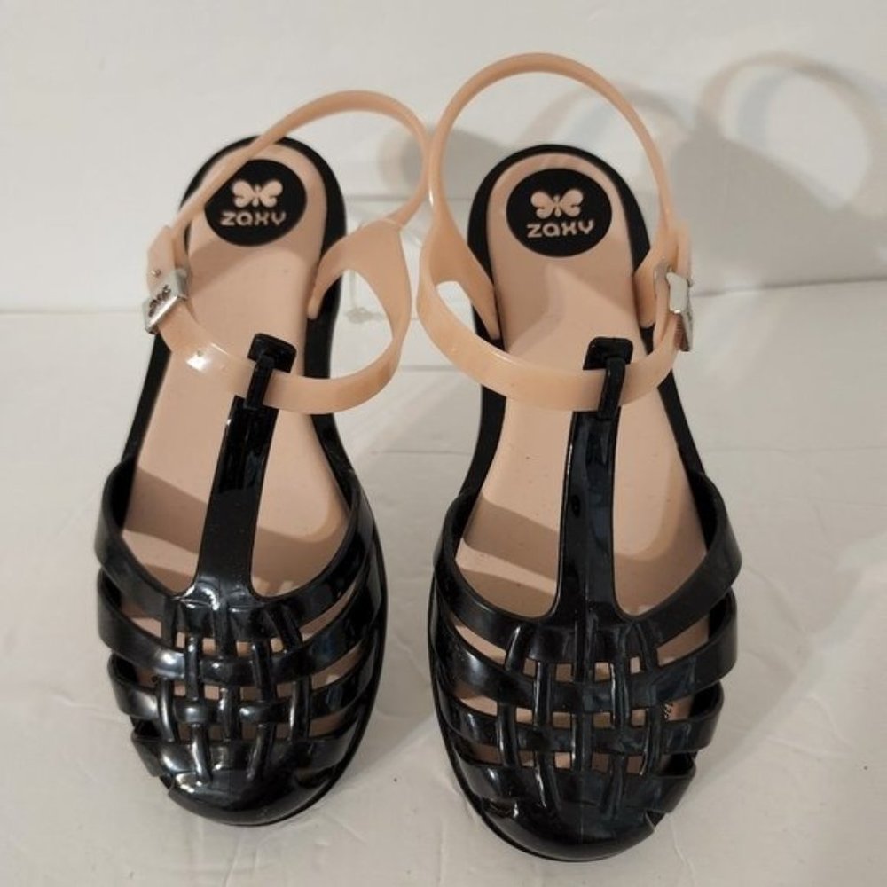 Zaxy Girls Black Strap Jelly Shoes Sandals NWOT Size 1